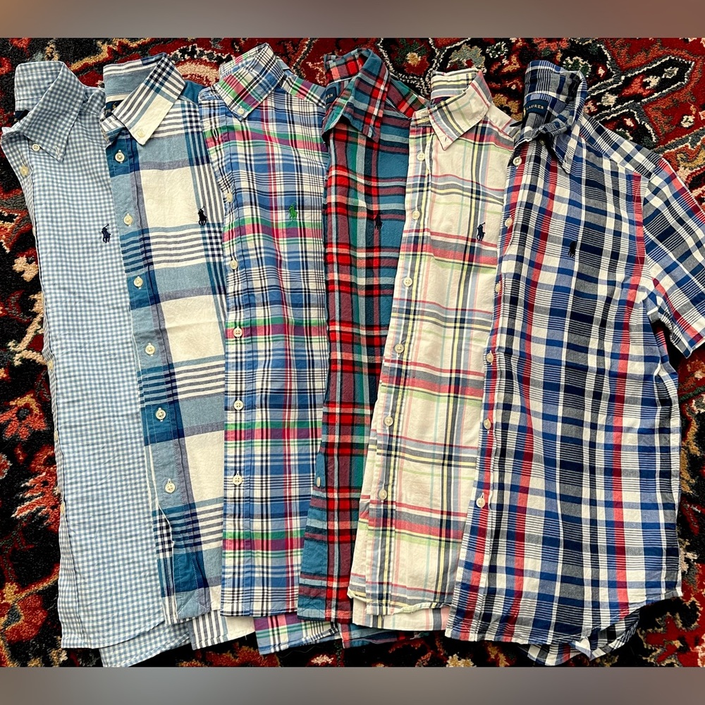 Boys Size Large (14-16) Ralph Lauren Short Sleeve Button Down Shirts